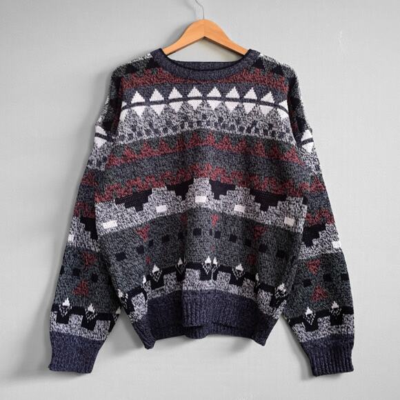 Grandpacore 90s Grunge Sweater Cabincore Indie Dark Academia Aztec Oversized XL - Picture 1 of 10